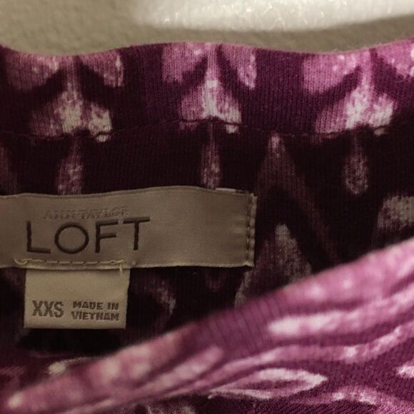 Loft Ann Taylor Geometric Print Flare Skirt Knit Womens Size XXS Elastic Waist - Picture 4 of 7